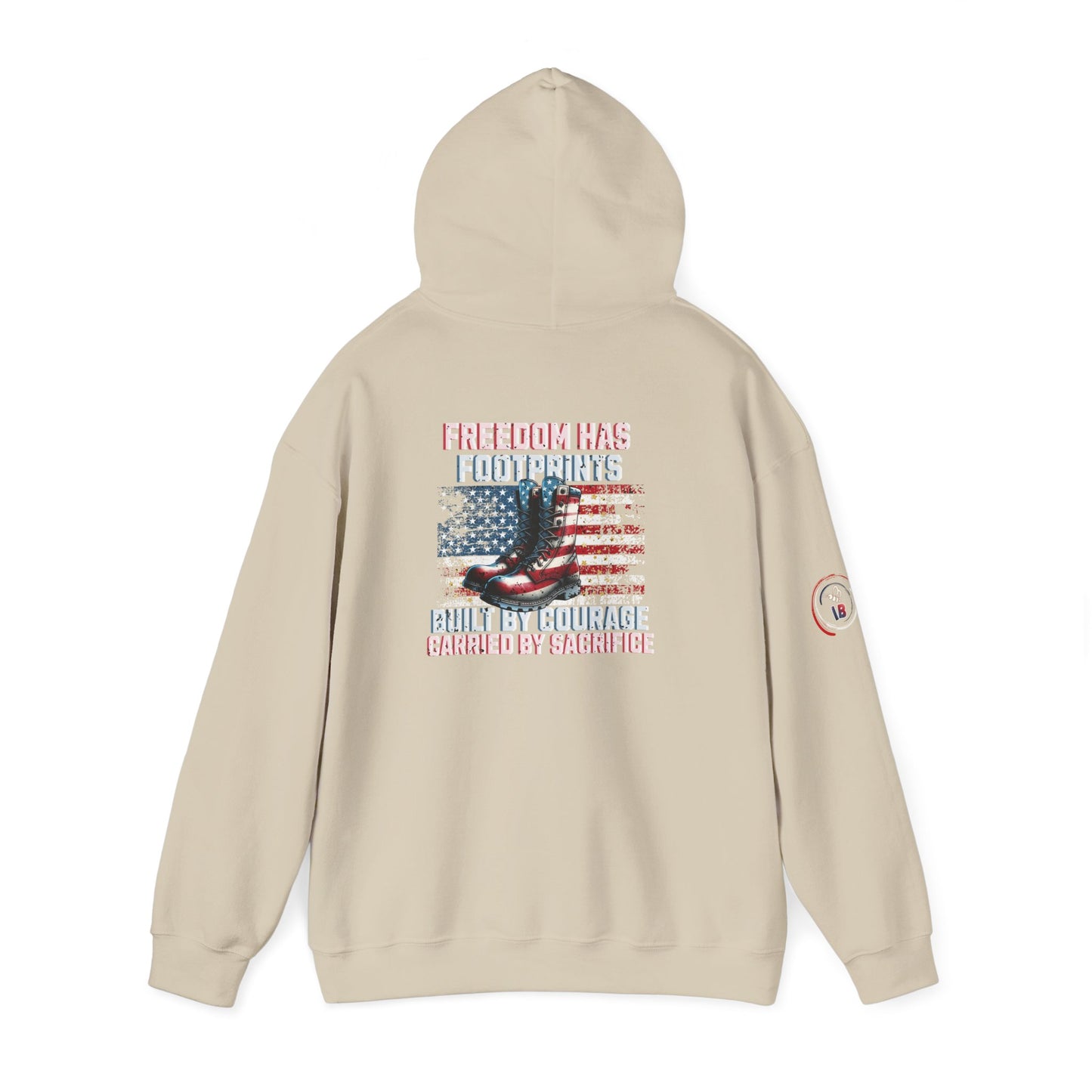 IB Leaf™ Freedom Has Footprints Veterans Tribute Hoodie | Built by Courage, Carried by Sacrifice