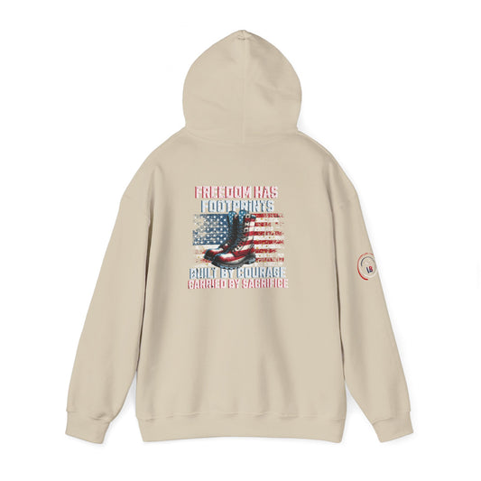 IB Leaf™ Freedom Has Footprints Veterans Tribute Hoodie | Built by Courage, Carried by Sacrifice