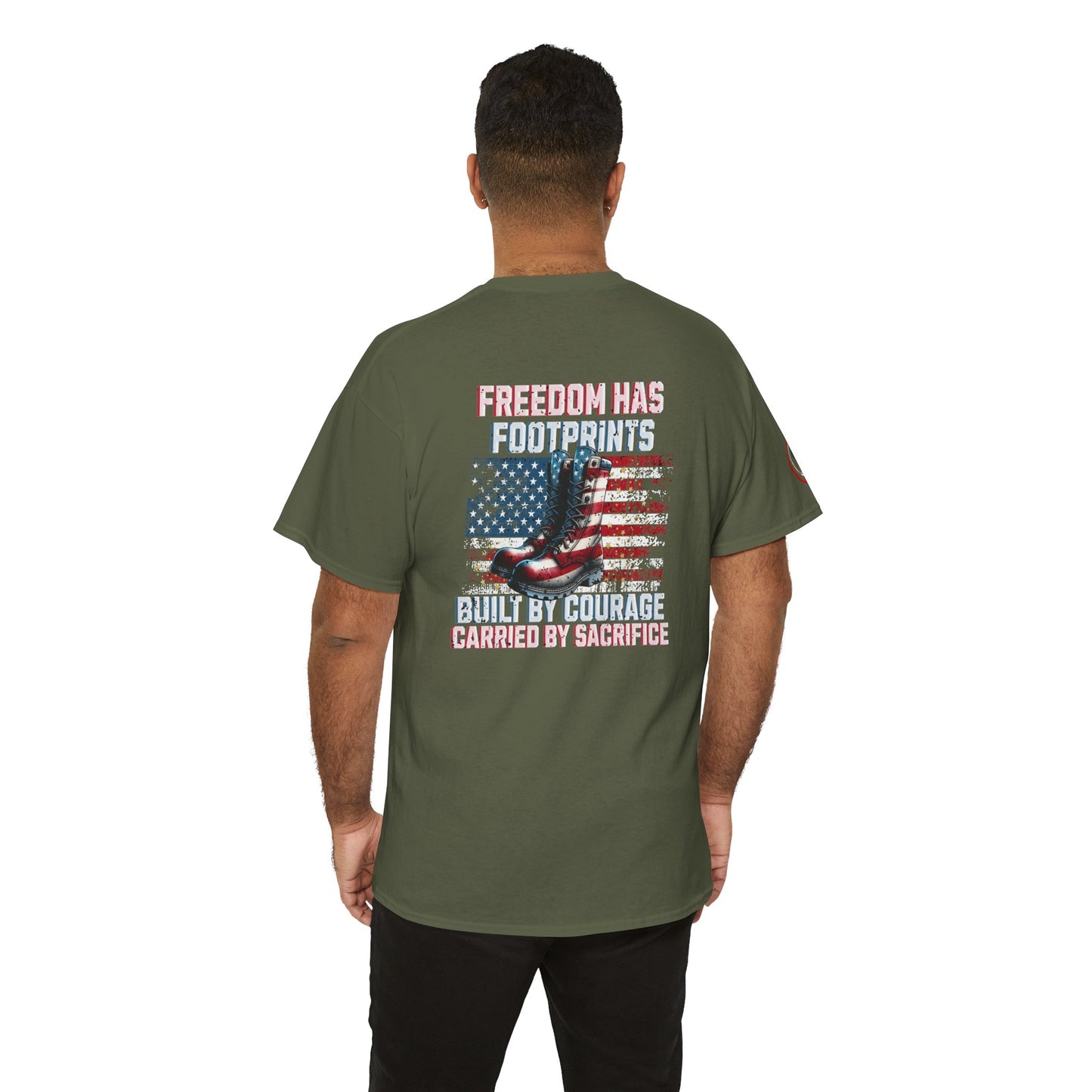 IB Leaf™ Freedom Has Footprints Veterans Tribute Tee | Built by Courage, Carried by Sacrifice