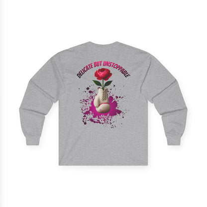 IB Leaf Fight in Bloom – Breast Cancer Awareness Long Sleeve Tee