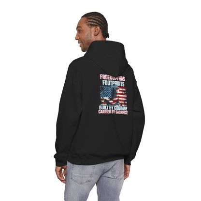 IB Leaf™ Freedom Has Footprints Veterans Tribute Hoodie | Built by Courage, Carried by Sacrifice