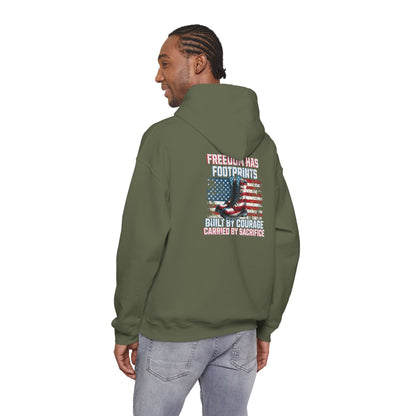 IB Leaf™ Freedom Has Footprints Veterans Tribute Hoodie | Built by Courage, Carried by Sacrifice