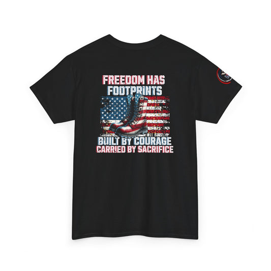 IB Leaf™ Freedom Has Footprints Veterans Tribute Tee | Built by Courage, Carried by Sacrifice