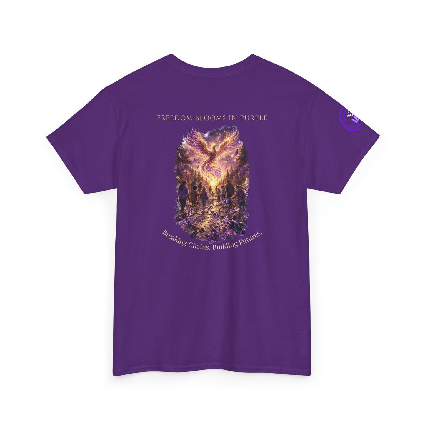 Freedom Blooms in Purple™ Breaking Chains. Building Futures | IB Leaf Domestic Violence Awareness Tee