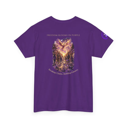 Freedom Blooms in Purple™ Breaking Chains. Building Futures | IB Leaf Domestic Violence Awareness Tee