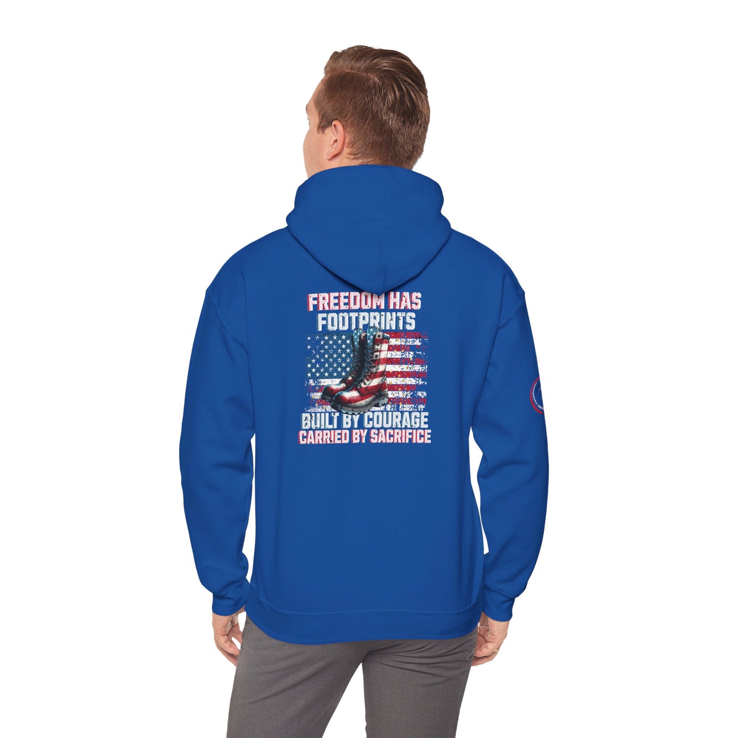 IB Leaf™ Freedom Has Footprints Veterans Tribute Hoodie | Built by Courage, Carried by Sacrifice