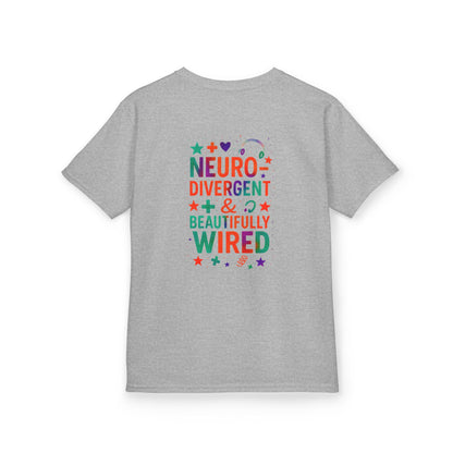🧩 IB Leaf Neurodivergent & Beautifully Wired – Kids SPD & Autism Awareness Tee