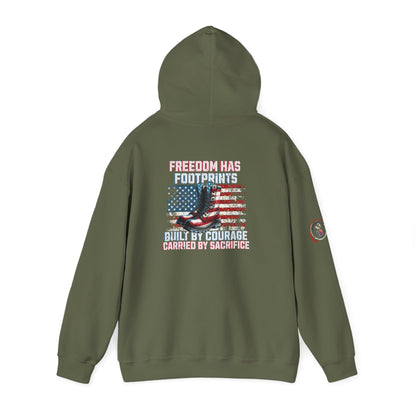IB Leaf™ Freedom Has Footprints Veterans Tribute Hoodie | Built by Courage, Carried by Sacrifice