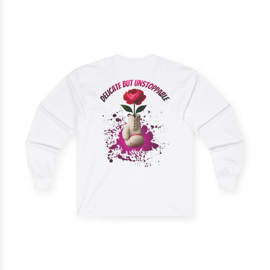 IB Leaf Fight in Bloom – Breast Cancer Awareness Long Sleeve Tee