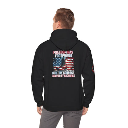 IB Leaf™ Freedom Has Footprints Veterans Tribute Hoodie | Built by Courage, Carried by Sacrifice
