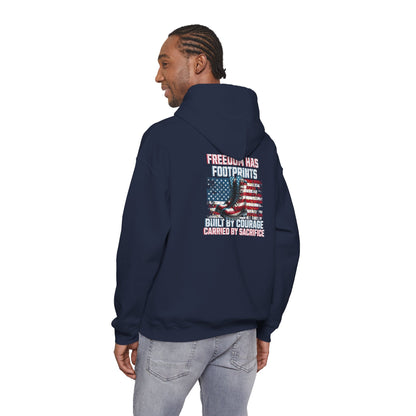 IB Leaf™ Freedom Has Footprints Veterans Tribute Hoodie | Built by Courage, Carried by Sacrifice