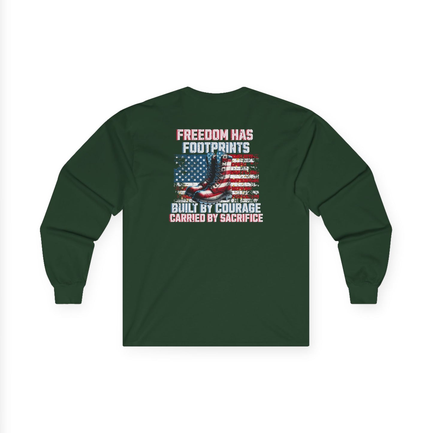 IB Leaf™ Freedom Has Footprints Veterans Tribute Long Sleeve | Built by Courage, Carried by Sacrifice