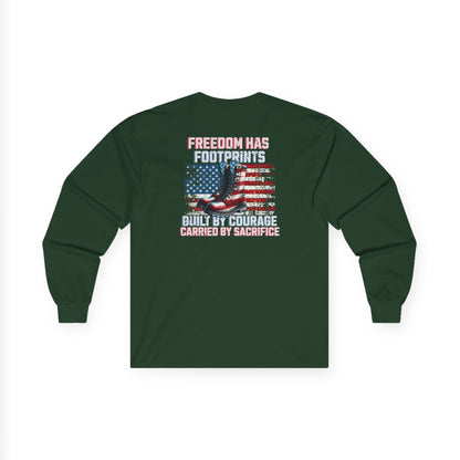 IB Leaf™ Freedom Has Footprints Veterans Tribute Long Sleeve | Built by Courage, Carried by Sacrifice