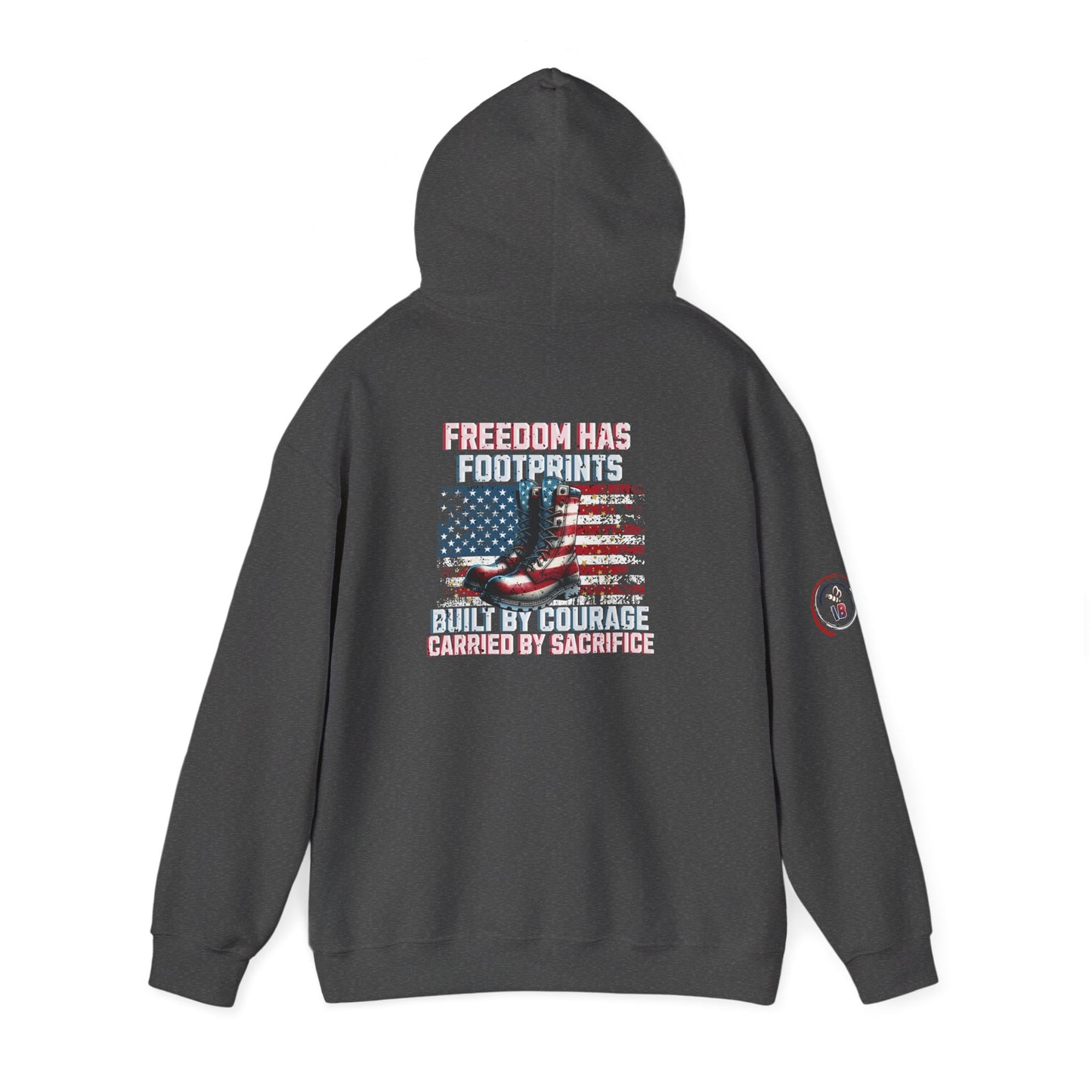 IB Leaf™ Freedom Has Footprints Veterans Tribute Hoodie | Built by Courage, Carried by Sacrifice