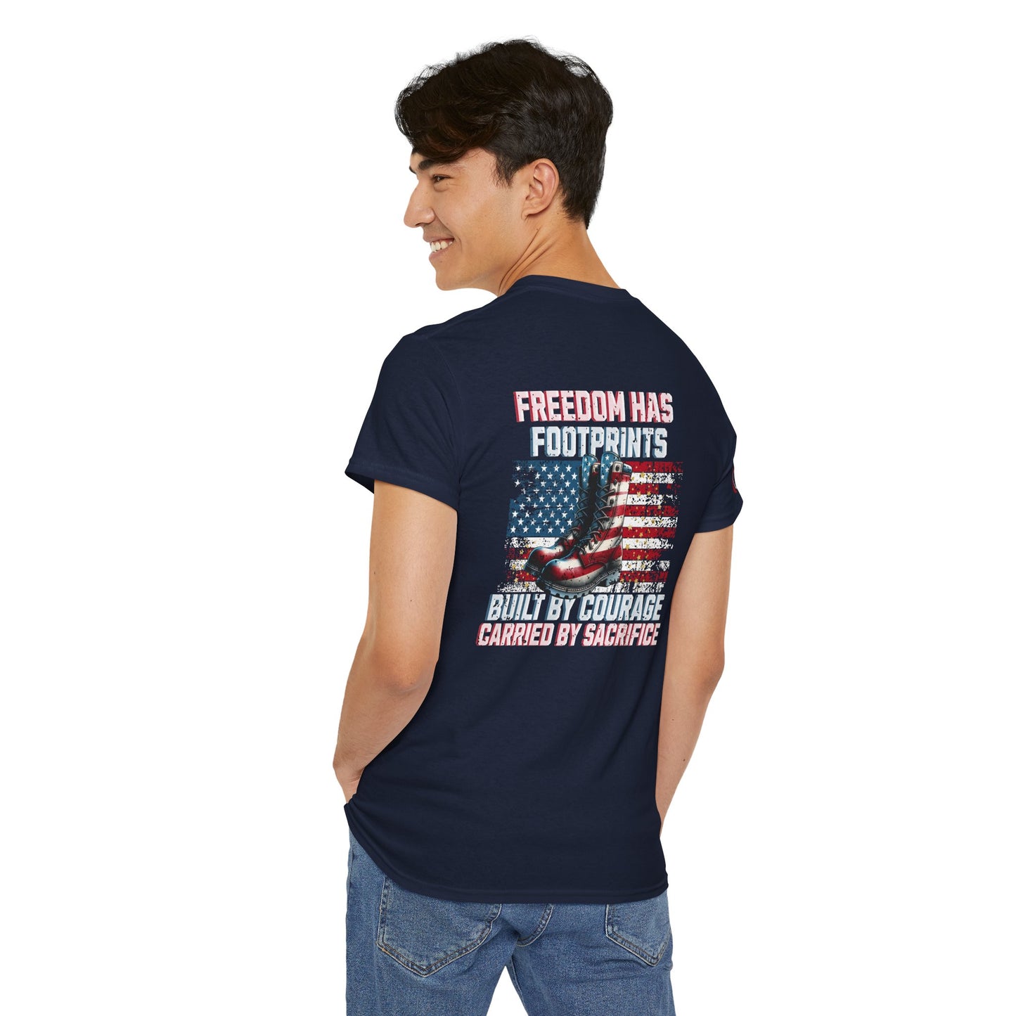 IB Leaf™ Freedom Has Footprints Veterans Tribute Tee | Built by Courage, Carried by Sacrifice