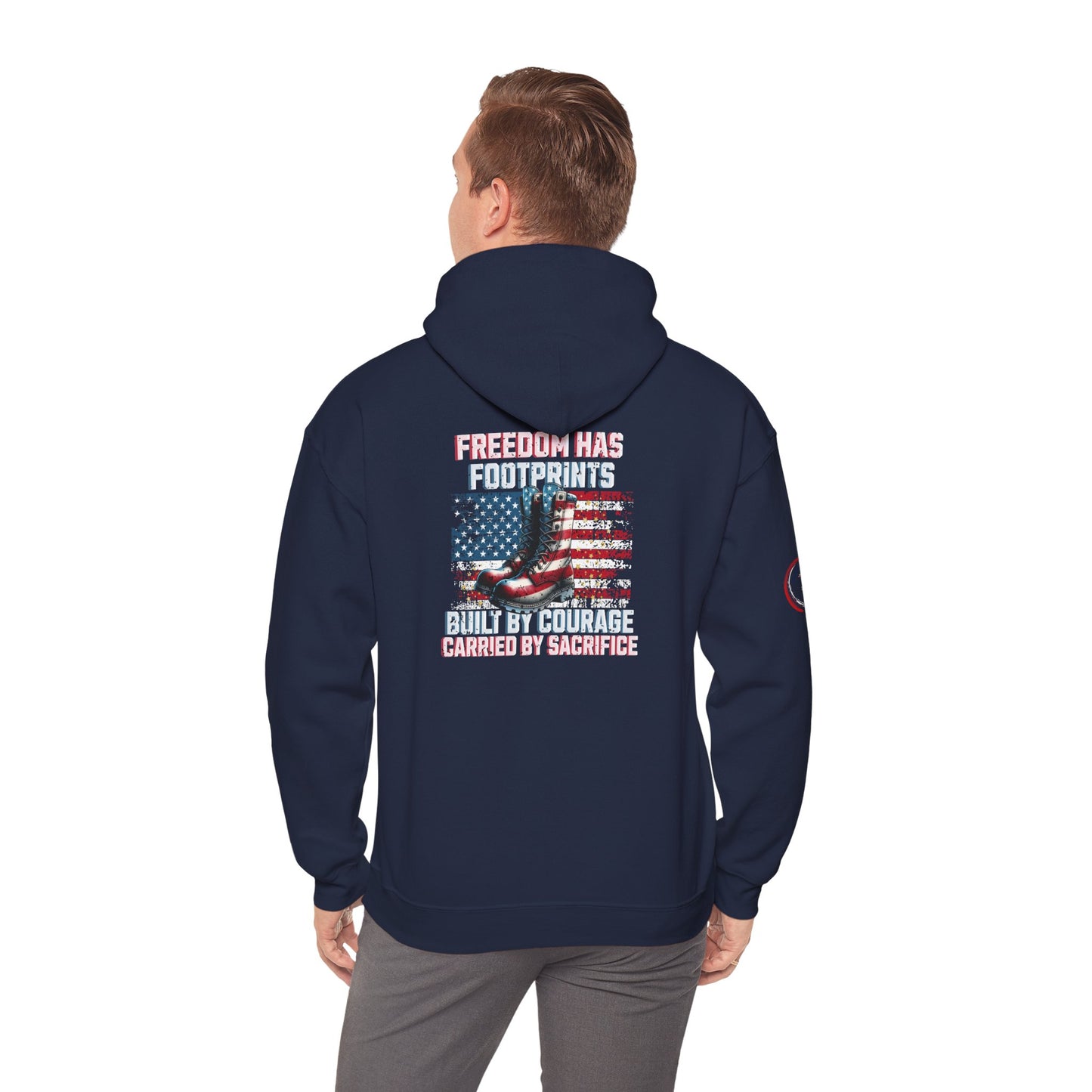 IB Leaf™ Freedom Has Footprints Veterans Tribute Hoodie | Built by Courage, Carried by Sacrifice