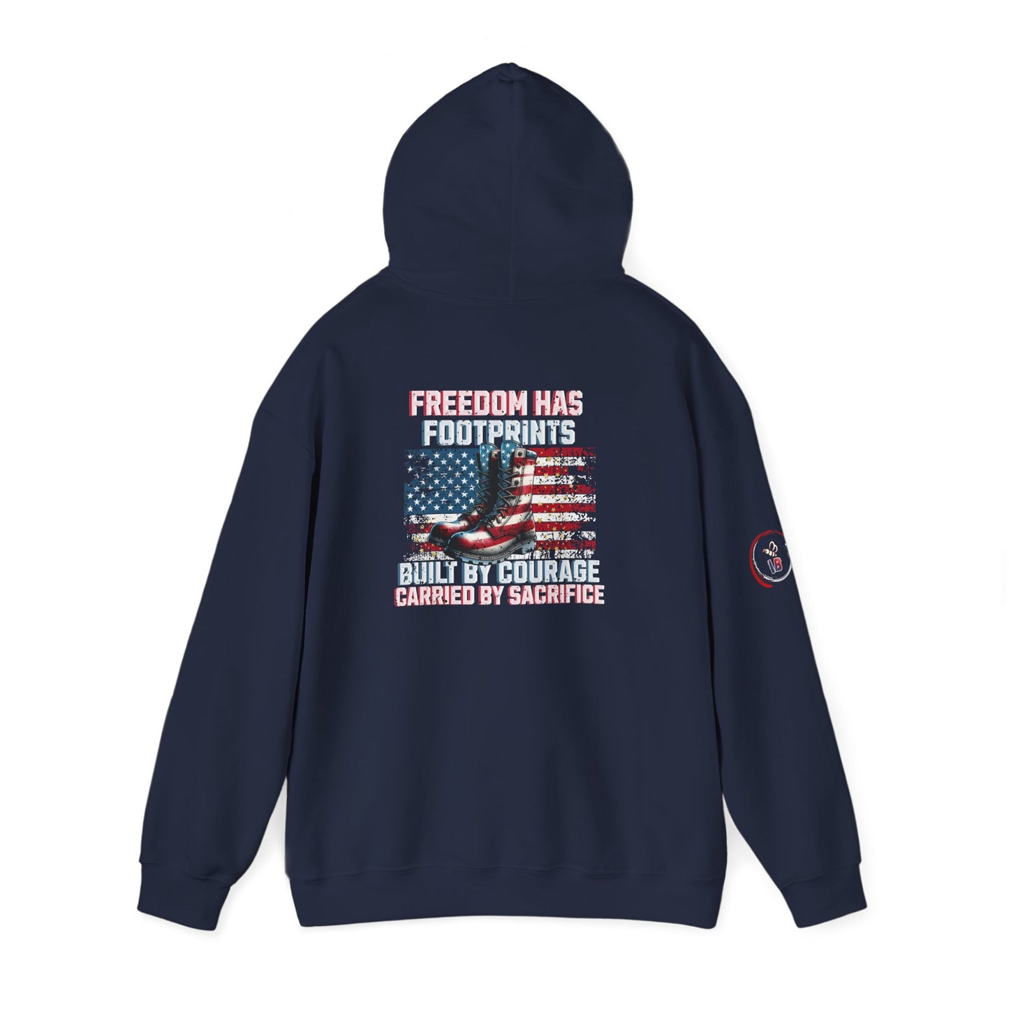 IB Leaf™ Freedom Has Footprints Veterans Tribute Hoodie | Built by Courage, Carried by Sacrifice