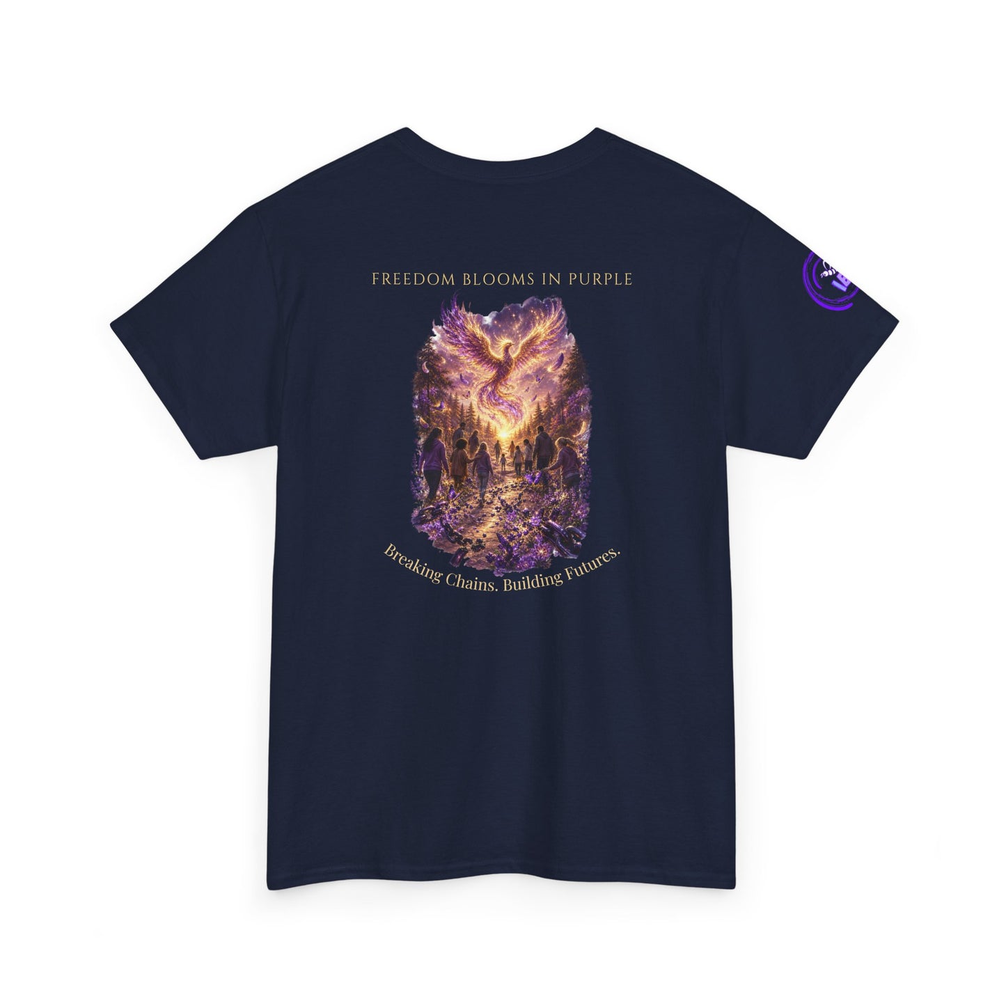 Freedom Blooms in Purple™ Breaking Chains. Building Futures | IB Leaf Domestic Violence Awareness Tee