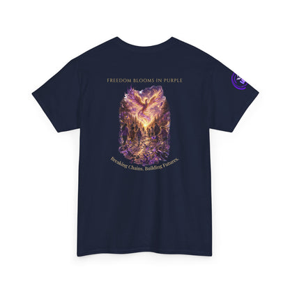Freedom Blooms in Purple™ Breaking Chains. Building Futures | IB Leaf Domestic Violence Awareness Tee