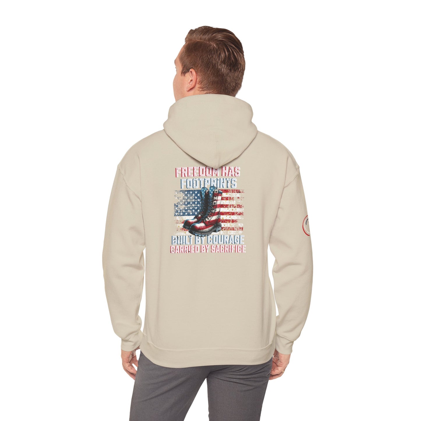 IB Leaf™ Freedom Has Footprints Veterans Tribute Hoodie | Built by Courage, Carried by Sacrifice