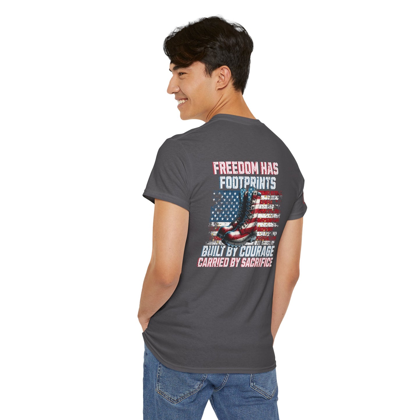 IB Leaf™ Freedom Has Footprints Veterans Tribute Tee | Built by Courage, Carried by Sacrifice