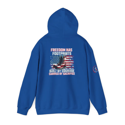 IB Leaf™ Freedom Has Footprints Veterans Tribute Hoodie | Built by Courage, Carried by Sacrifice