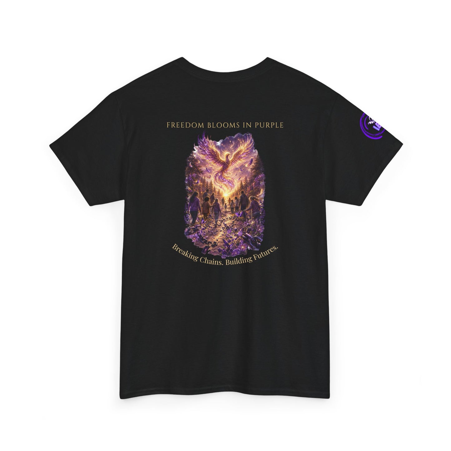 Freedom Blooms in Purple™ Breaking Chains. Building Futures | IB Leaf Domestic Violence Awareness Tee