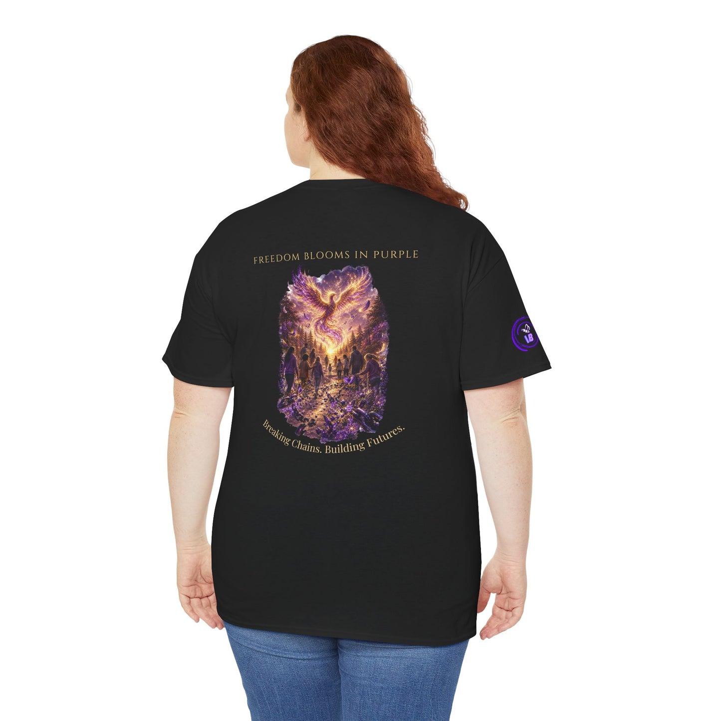 Freedom Blooms in Purple™ Breaking Chains. Building Futures | IB Leaf Domestic Violence Awareness Tee