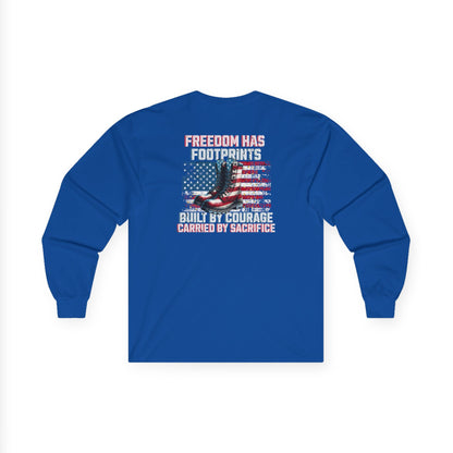 IB Leaf™ Freedom Has Footprints Veterans Tribute Long Sleeve | Built by Courage, Carried by Sacrifice