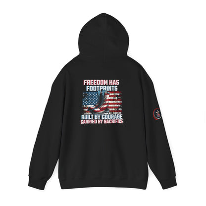 IB Leaf™ Freedom Has Footprints Veterans Tribute Hoodie | Built by Courage, Carried by Sacrifice